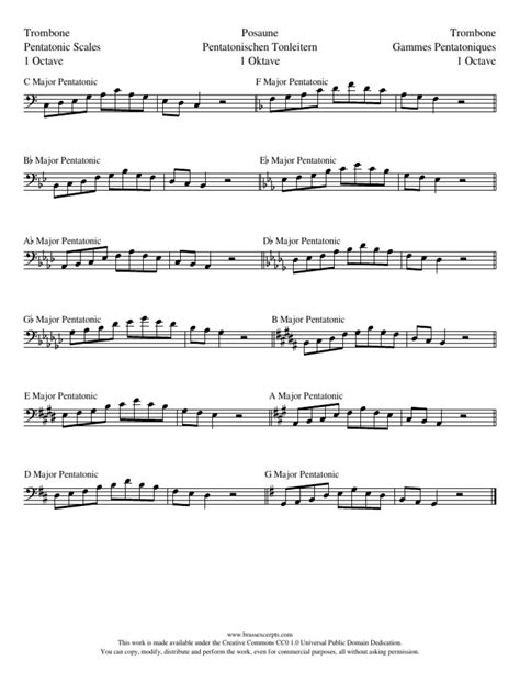 Note that for C711 the root of the pentatonic is D, not C. . Pentatonic scales trombone pdf